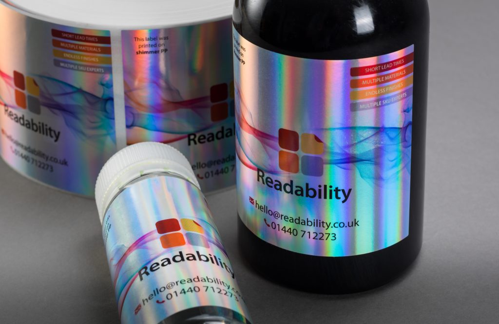 Shiny printed labels with Readability branding